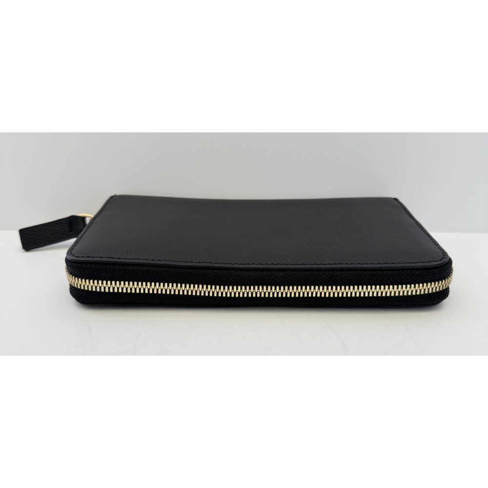 NWOT Quince Italian Pebbled Leather Continental Wallet Black Zip Close - Picture 6 of 7